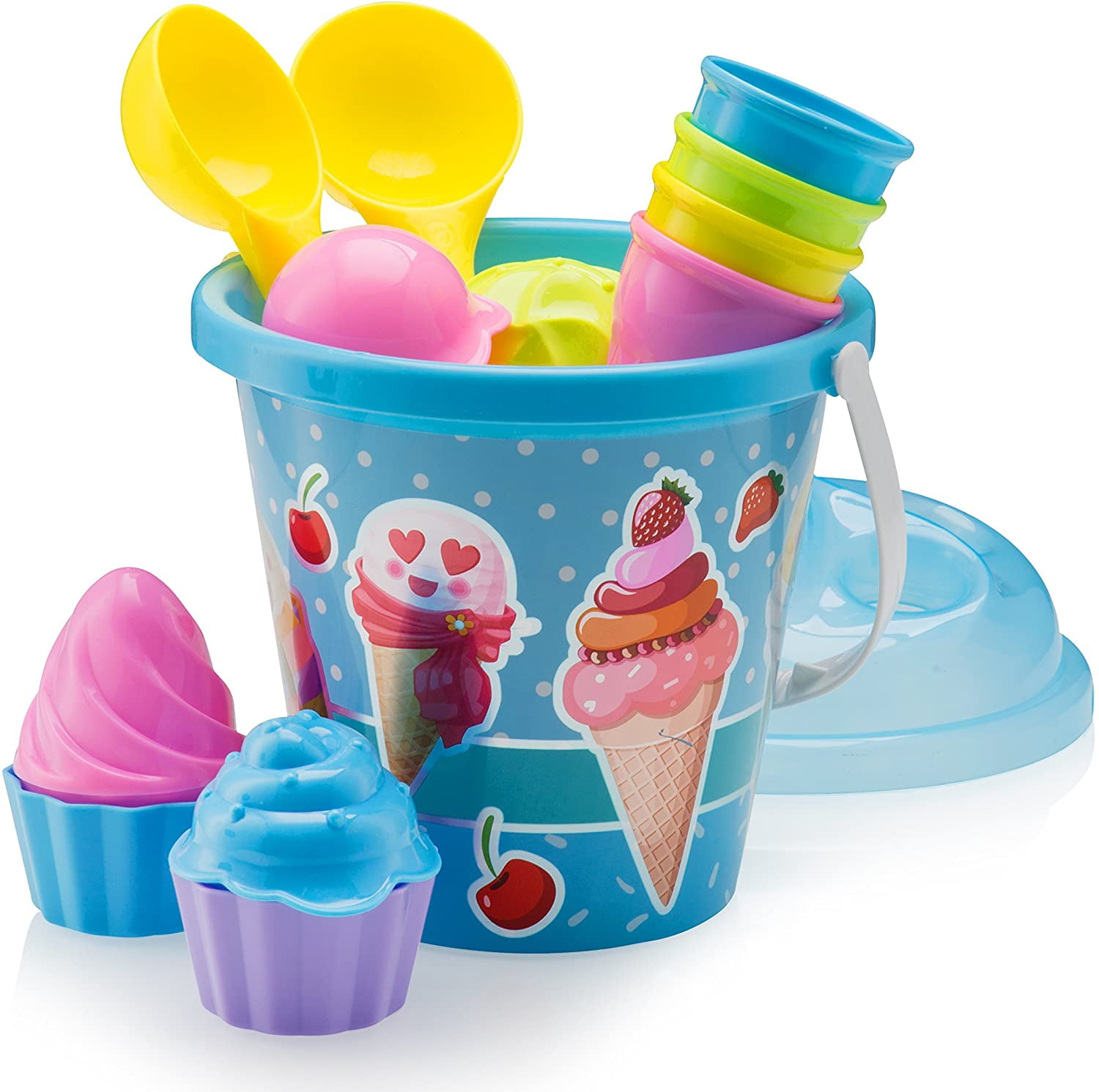 16 Toy Cupcakes Children Pretend Play Kitchen & Shop Mould Set bath pool Sandpit 