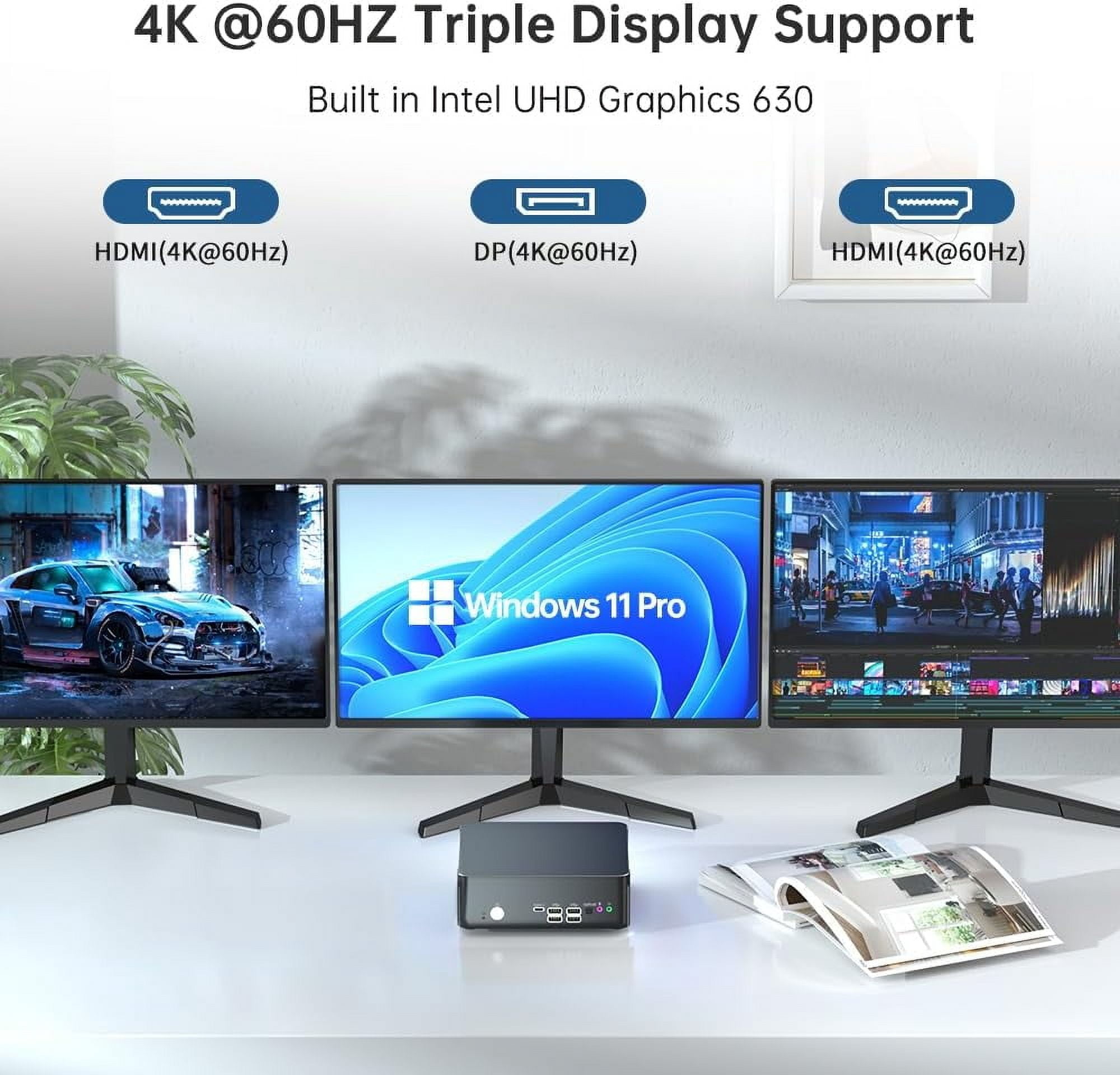 Mini PC with Core i9-9880H 2.3 up to 4.8GHz, 16G DDR4 1T PCIE3.0 NVME SSD, Windows 11 Pro DP/HDMI/Type-C 4K@60Hz Triple Display, 2x2.5G RJ45 LAN, WIFI6E/BT5.3