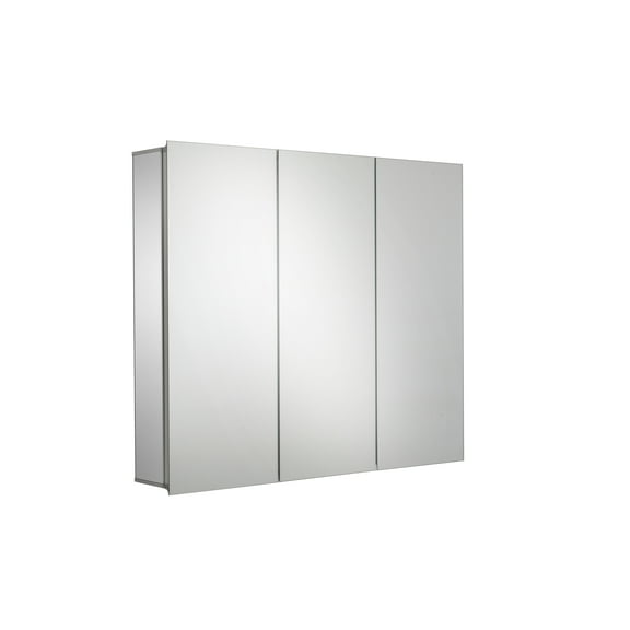 Croydex Thurmond Large Aluminum Medicine Cabinet with Three Doors, Silver (30x26in)