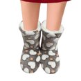 thumbnail image 4 of DQrwqpou Calcetines Mullidos Y Peludos Cómodos para Otoño Invierno (corazón Beige Marrón), 4 of 9
