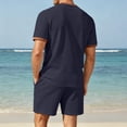thumbnail image 7 of hotojiny Men's 2 Pieces Set Short Sleeve Henley Shirts and Comfortable Shorts Set Summer Beach Vacation Outfits(Navy,X-Large), 7 of 7
