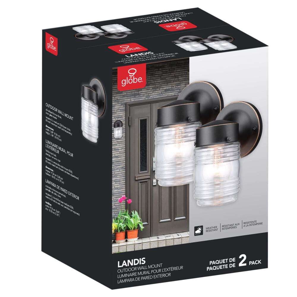 Globe Electric Landis 1-Light Outdoor Indoor Wall Sconce 2-Pack, Oil Rubbed