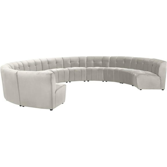 Maklaine 11-Piece Modular Contemporary Velvet Sectional Sofa in Cream