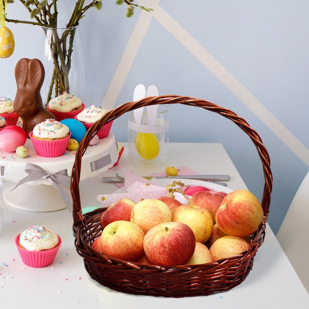 Cesta de Pascua, cesta de Picnic, bolsas de almacenamiento, cesta de dulces reutilizable, cesta tejida para vacaciones de Pascua, decoración de boda y marrón