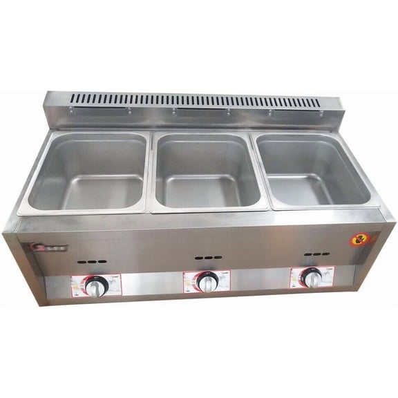 LYNICESHOP Commercial Deep Fryer, 3 Pan Gas Fryer Deep Fryer Countertop Gas Fry Stainless Steel Gas Tank Kitchen Frying Machine Countertop Oil Fryer for Home Kitchen Restaurant (3 Pan)