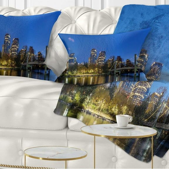 Designart Calgary Skyline - Cityscape Photography Throw Pillow - 12x20