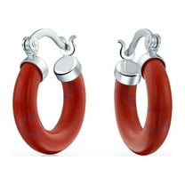 Bling Jewelry Womens Hoop Huggie Earrings Coral Turquoise Pink Jade Onyx Silver