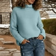 thumbnail image 2 of Arlun Womens Turtleneck Oversized Sweaters Knit Drop Shoulder Long Sleeve Pullovers Loose Fit Comfortable Solid Color Basic Sweater Tops Blue L, 2 of 4