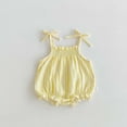 thumbnail image 2 of RUTAYY Girls Jumpsuit Summer Baby Lightweight Bow Tie Straps Top Solid Color Floral Wrap Dress Dress Classic Style, Yellow, 3-6 Months, 2 of 5