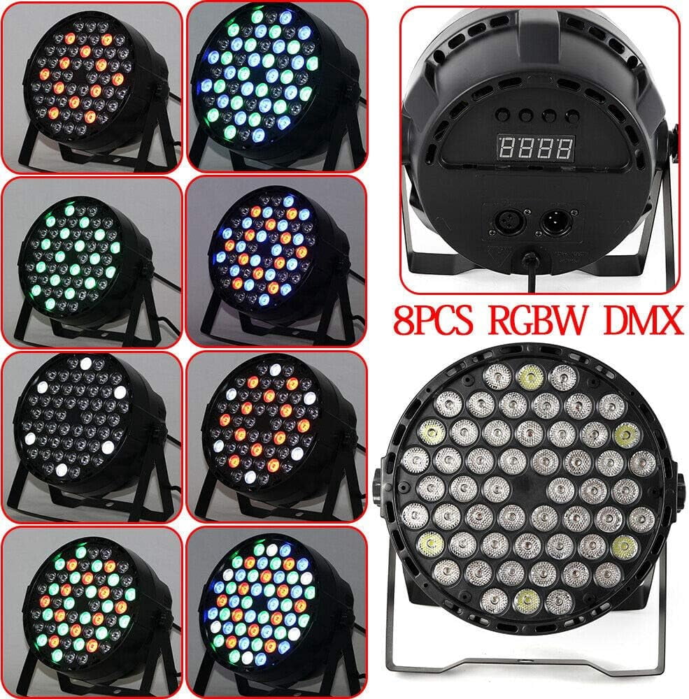 LED Par Lights, 8PCS RGBW DJ Stage Light with 512 Controller, 54 * 3W LED Bulbs Sound Activated Party Lighting for Wedding Party Club Christmas