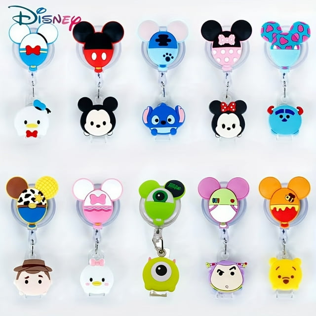 Disney Mickey Mouse Retractable Badge Reel With Id Clip - Cute Pink Cartoon Design For Nurses, Doctors & Medical Assistants - Durable Plastic Craft Tool By Ume