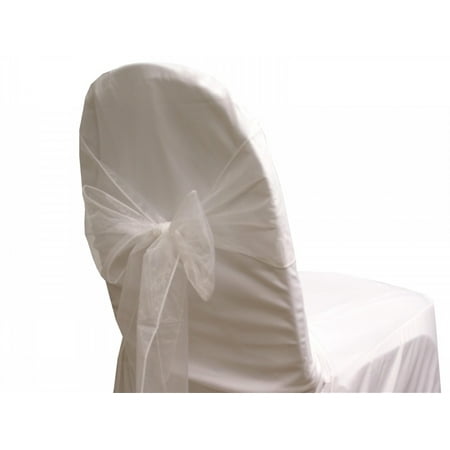 

72 Chair Bow Organza Sashes Chair Wedding Party Bows 9 x 10ft - White