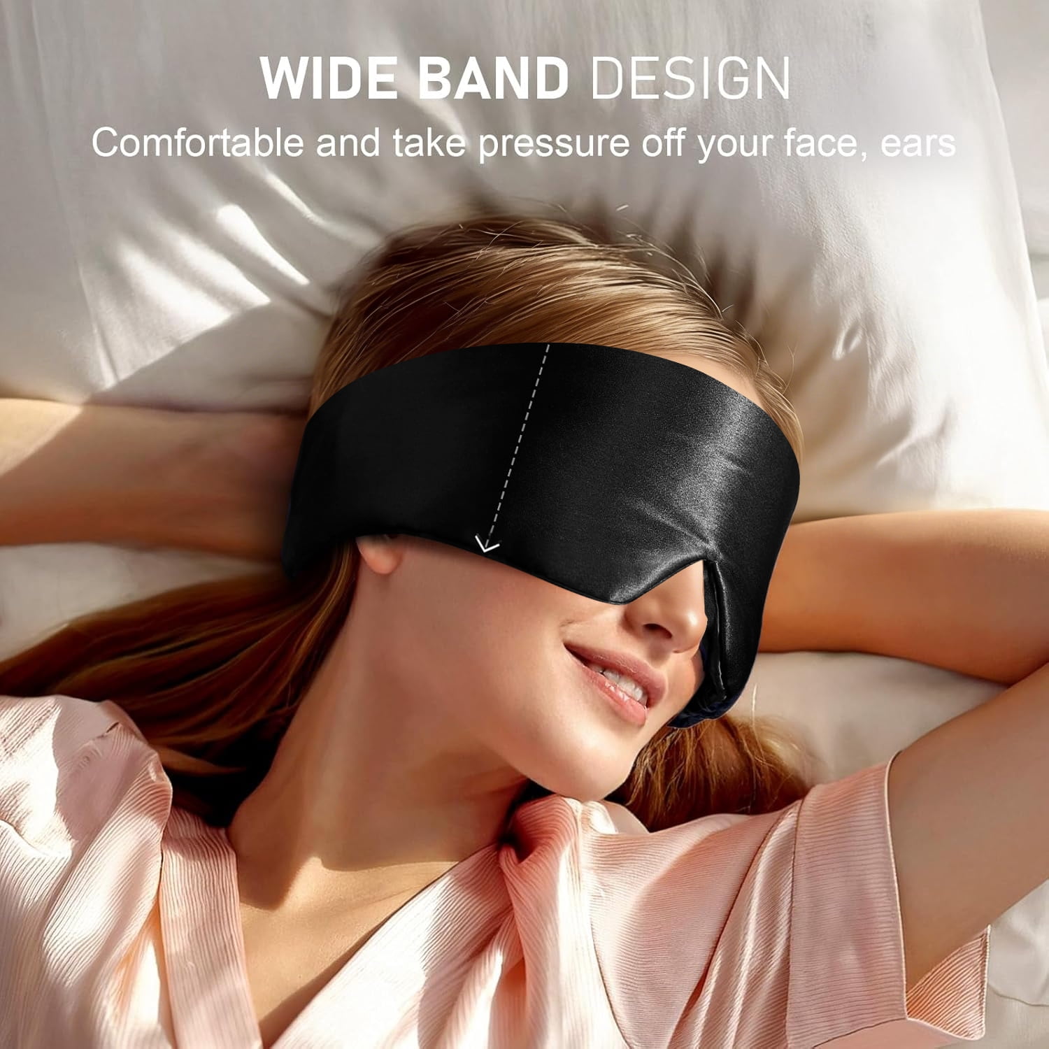 FACEMOON 100% Mulberry Silk Sleeping Mask, Light-Blocking, Soft, Padded