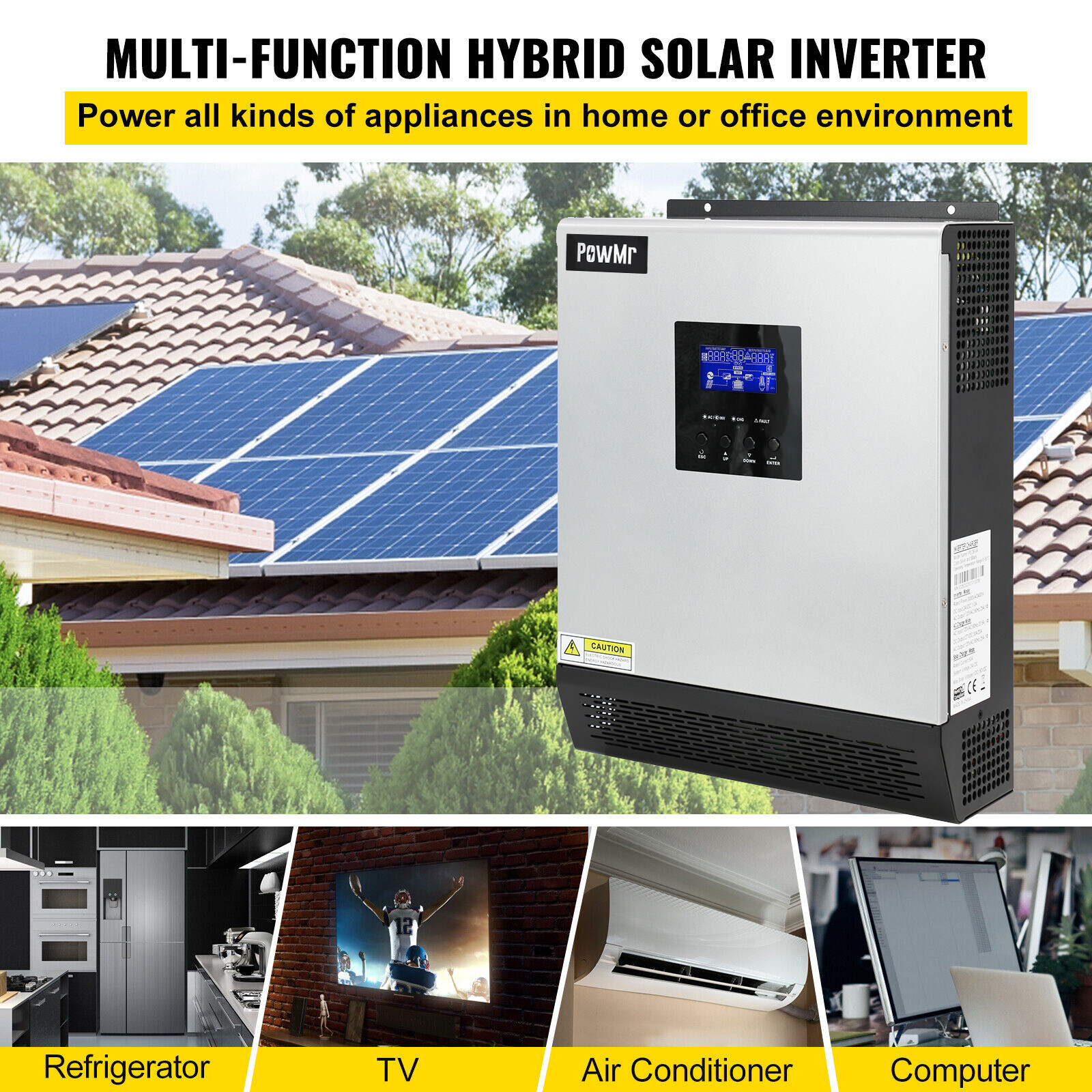 3KVA Hybrid Solar Inverter DC 24V to AC 110V Built-in 50A PWM Solar Controller