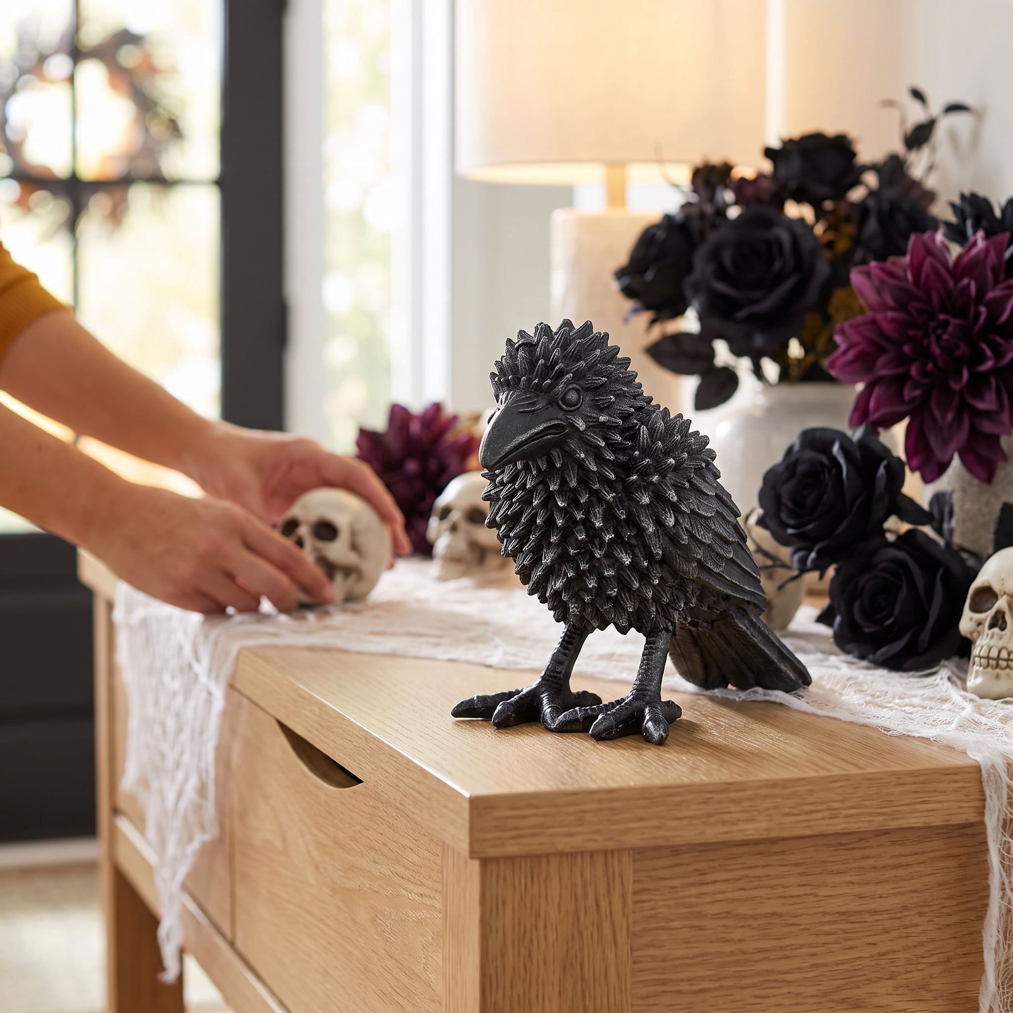 Resin Raven Decoration, Black, 4.3", Halloween by Way To Celebrate