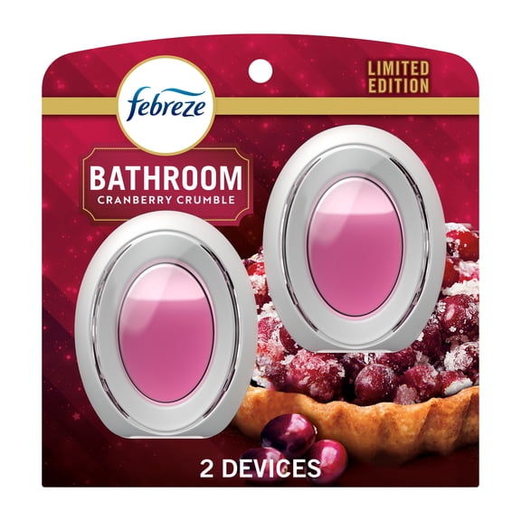 Febreze Bathroom Air Freshener, Odor-Fighting, Cranberry Crumble Scent, 2 Count