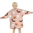 thumbnail image 3 of Pastel Halloween Icons Pattern Blanket Hoodies for Kids 6-13YR Oversize Wearable Blanket Hoodies for Boys Girls Teens, 3 of 7