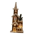 thumbnail image 4 of Casa de madera con luces LED navideñas, decoración navideña coleccionable, pueblo navideño Color madera, 4 of 9