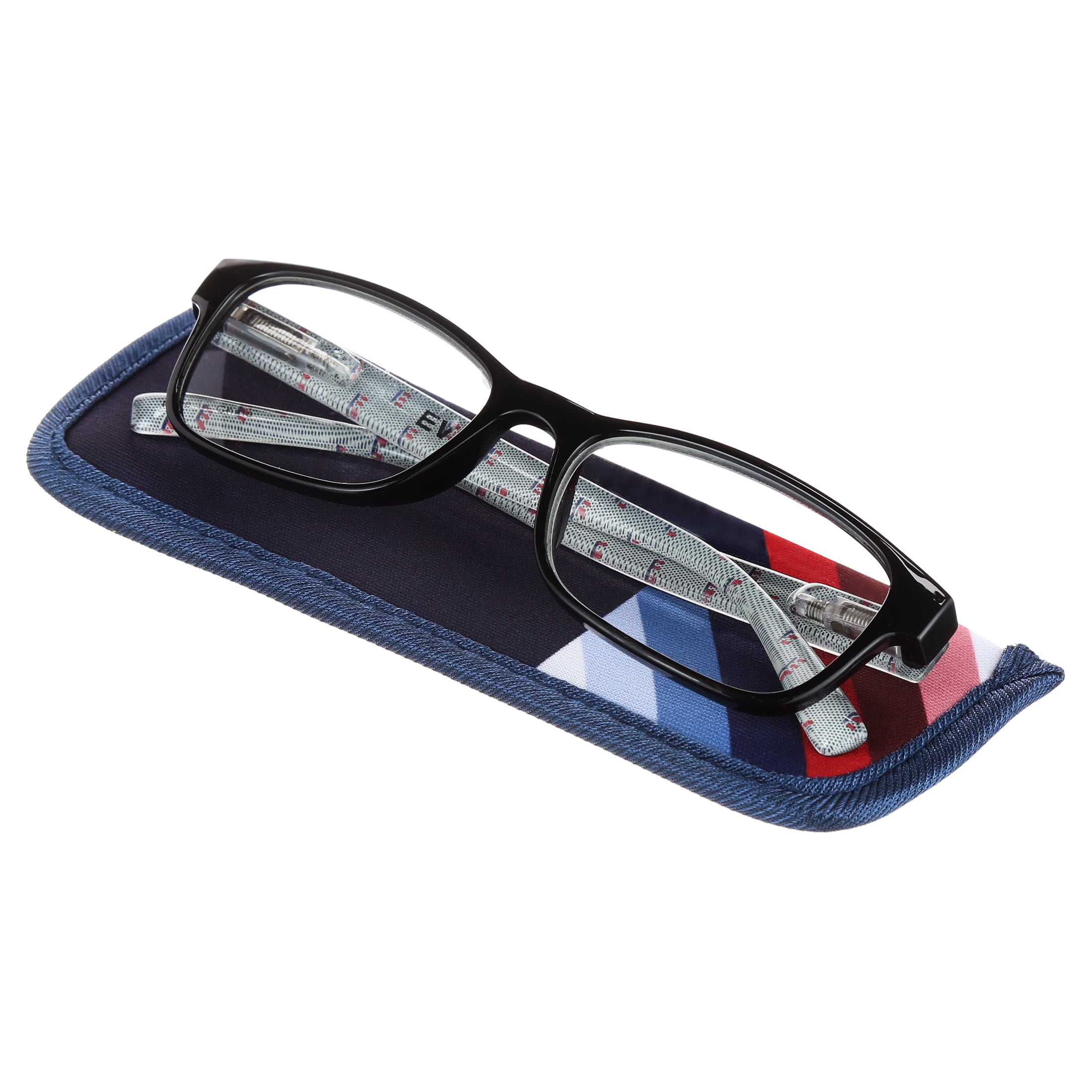 (2 pack) EV1 Skylar Black +1.75 Reading Glasses with Case