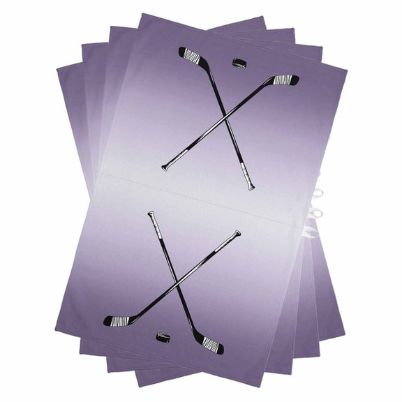 Purple Ombre Kitchen Towels Set of 4, Water Absorbent Dish Towel, Black Hockey Sticks Minimalist Style Decorative Hand Towels - Quick Drying Cloth for Cooking Baking, 18x28 Inch