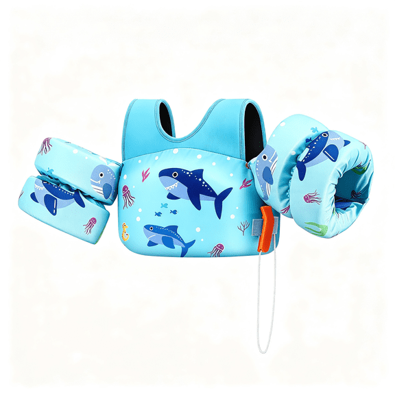 OQRKI Swim Vest for Kids,Puddle Float Jumper with Safety |Fit 22-30-40-50-60-66 Lbs,Children Puddle Swimming Jumper Jacket,Water Wing Arm Pool Float for Swim Trainer Boy Girls 3-5-6