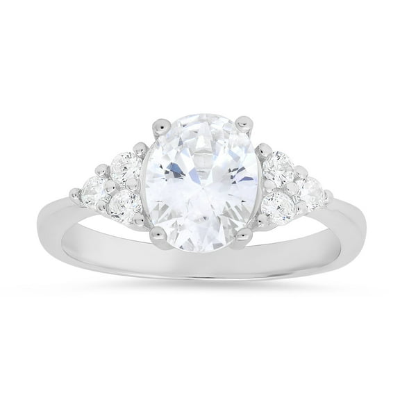 925 Sterling Silver Oval-cut Diamond CZ Ring