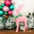 Packed Party Pink Flocked Deer with Wreath Table Top Christmas