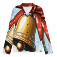 thumbnail image 3 of Christmas Bell with Red Bow Womens Pyjamas Set Button Up Pyjamas Womens with Long Sleeve Top And Wide Leg Pants V-neck Loungewear Sets, 3 of 9