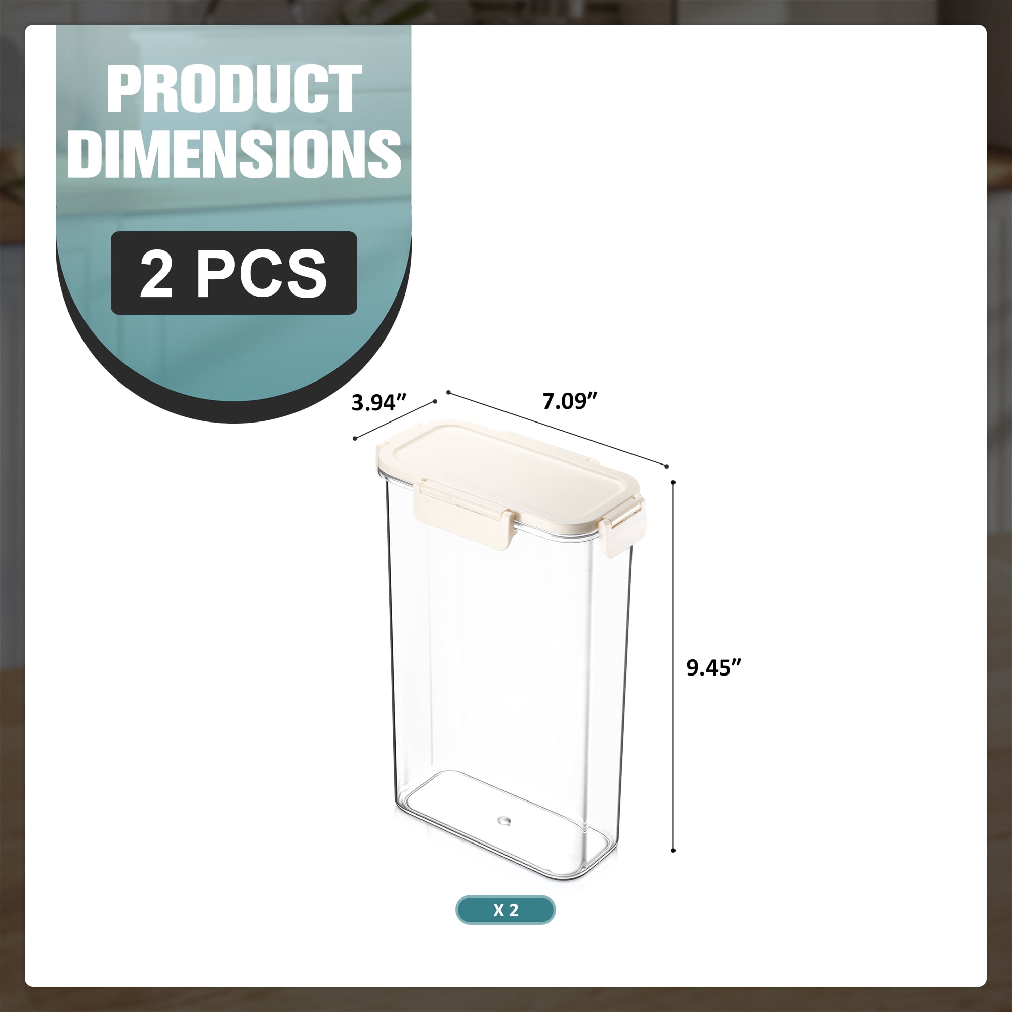Sorbus 2-Pack Clear Tall Narrow Food Storage Containers with Lids, Stackable