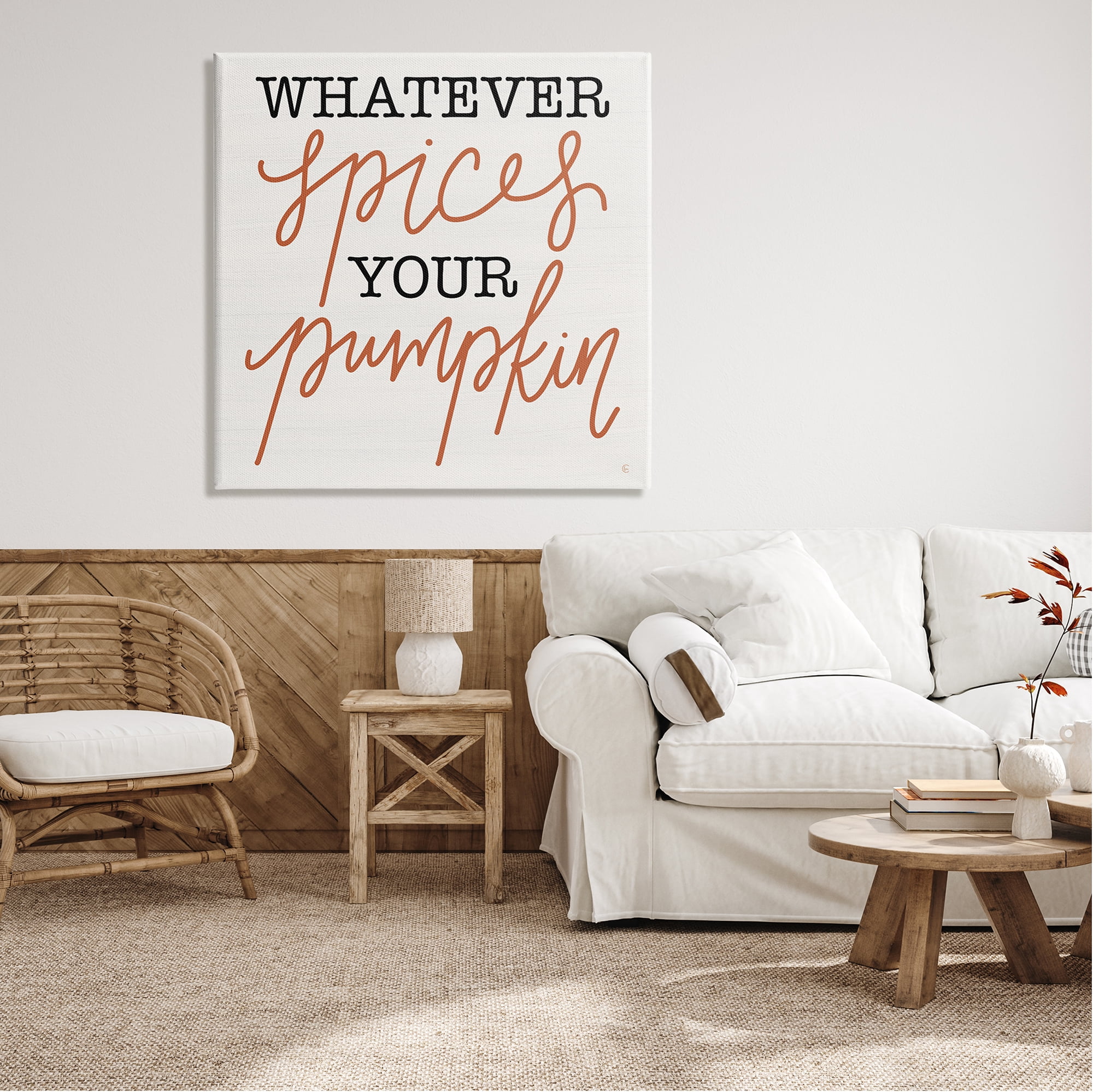 Stupell Industries Whatever Spices Your Pumpkin Holiday Painting Gallery Wrapped Canvas Print Wall Art, 36 x 36