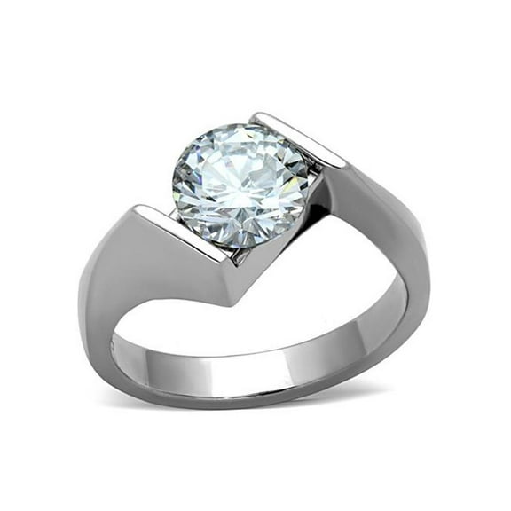 2.04 Ct Round Cut Cubic Zirconia Stainless Steel Engagement Ring Women's Size 10