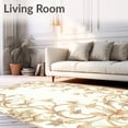 thumbnail image 2 of ODIKA 2'x3' Machine Washable Non-Slip Area Rug, Elegant Floral Vine and Leaf Motif for Hallway High Traffic Rug, Beige, 52671, 2 of 7
