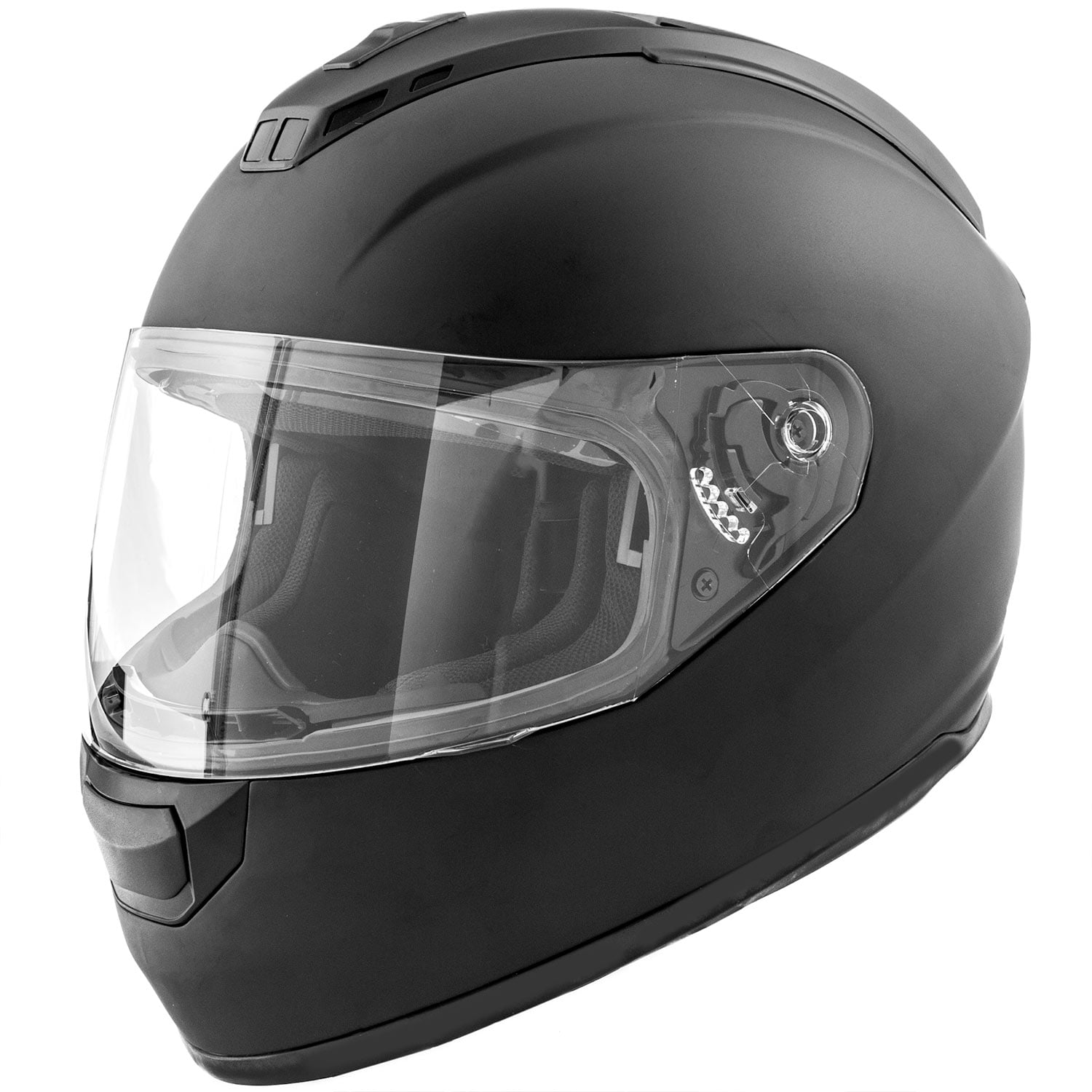 DOT Motorcycle Helmet Full Face KOI Matte Black w/ Clear Visor - Adult