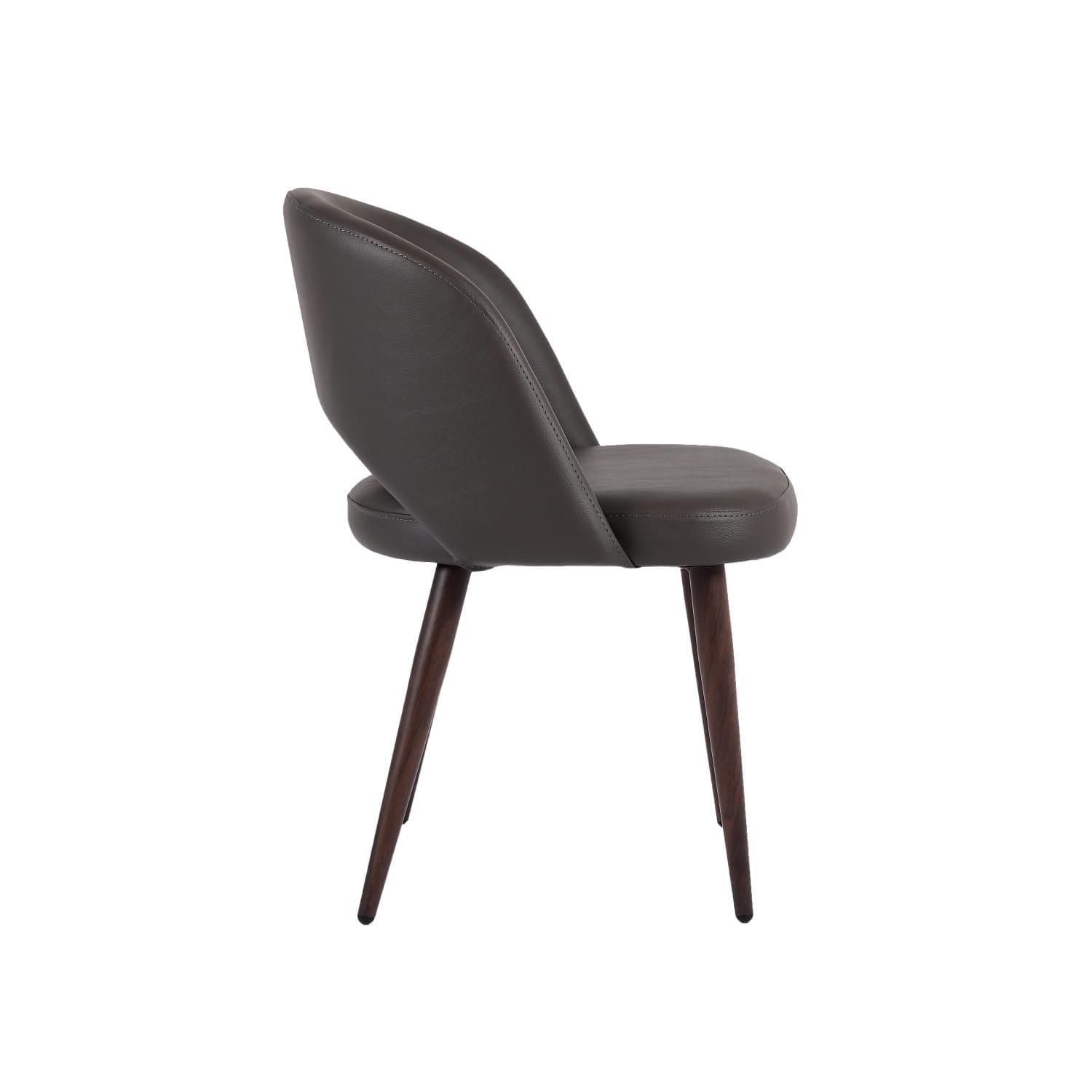 Executive Wood Dining Chair with Gray Leather Upholstery (Set of 4)