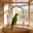 thumbnail image 2 of KOYPTL Wooden Bird Swing with Bells for Cockatiels Parrot Perch Hanging Toys,Birdcage Stands Cage Ground Play Gyms Accessories,Colorful Beads Climbing Toy for Lovebirds Conures Budgies Easter Decor, 2 of 6