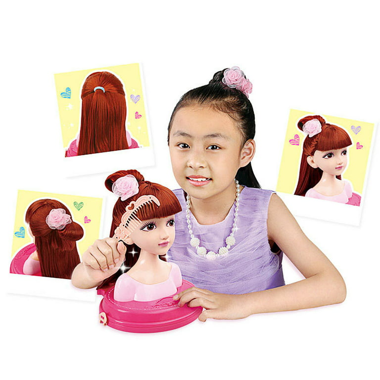 Hair Styling Doll Realistic Hairdressing Styling Training Hair Braiding  Practice Pretend Play Toy Make Up Gift For Girls - Brown LJ201009