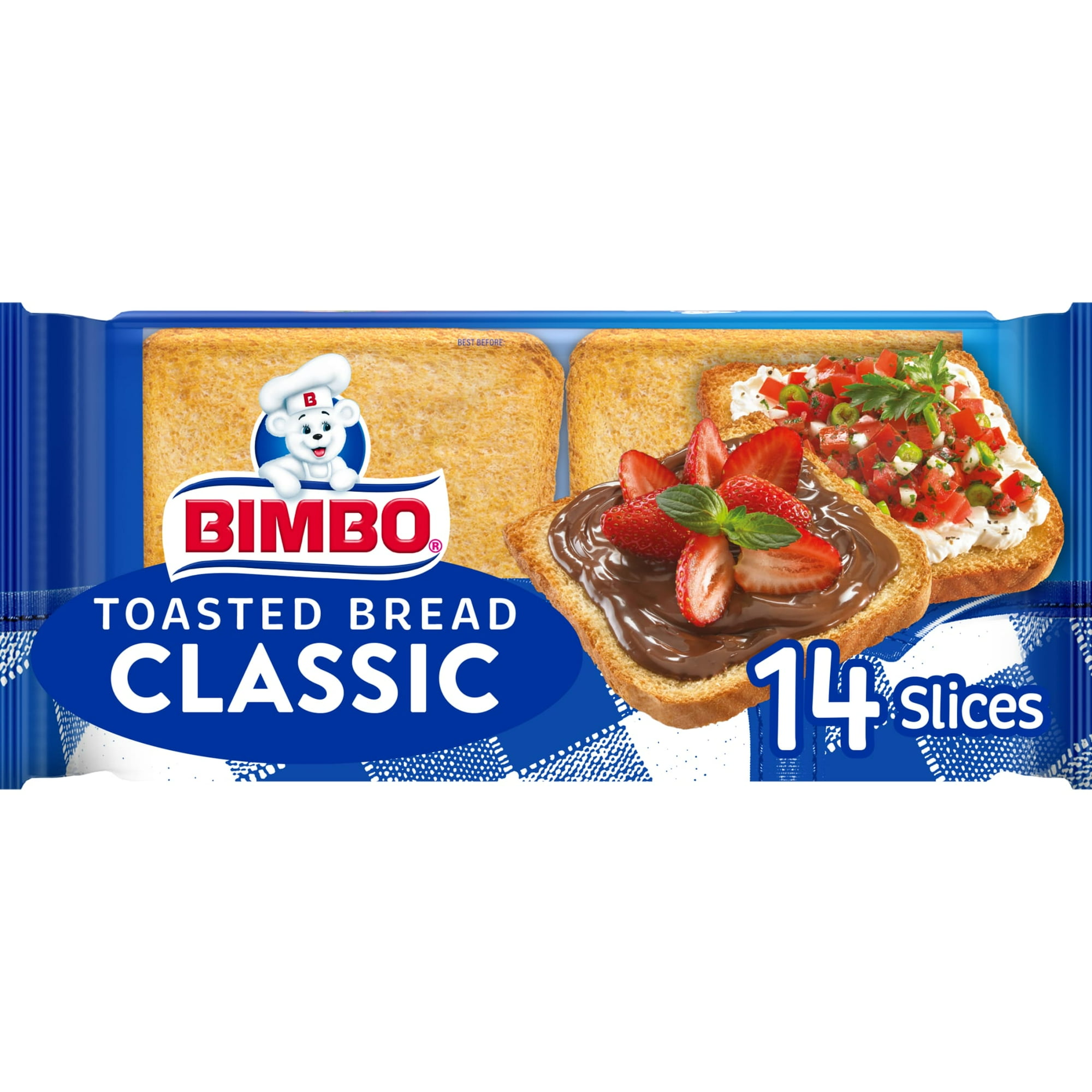 Bimbo Pan Tostado Classic Toasted Bread, 14 count, White Toasted Bread, 7.41 oz Bag