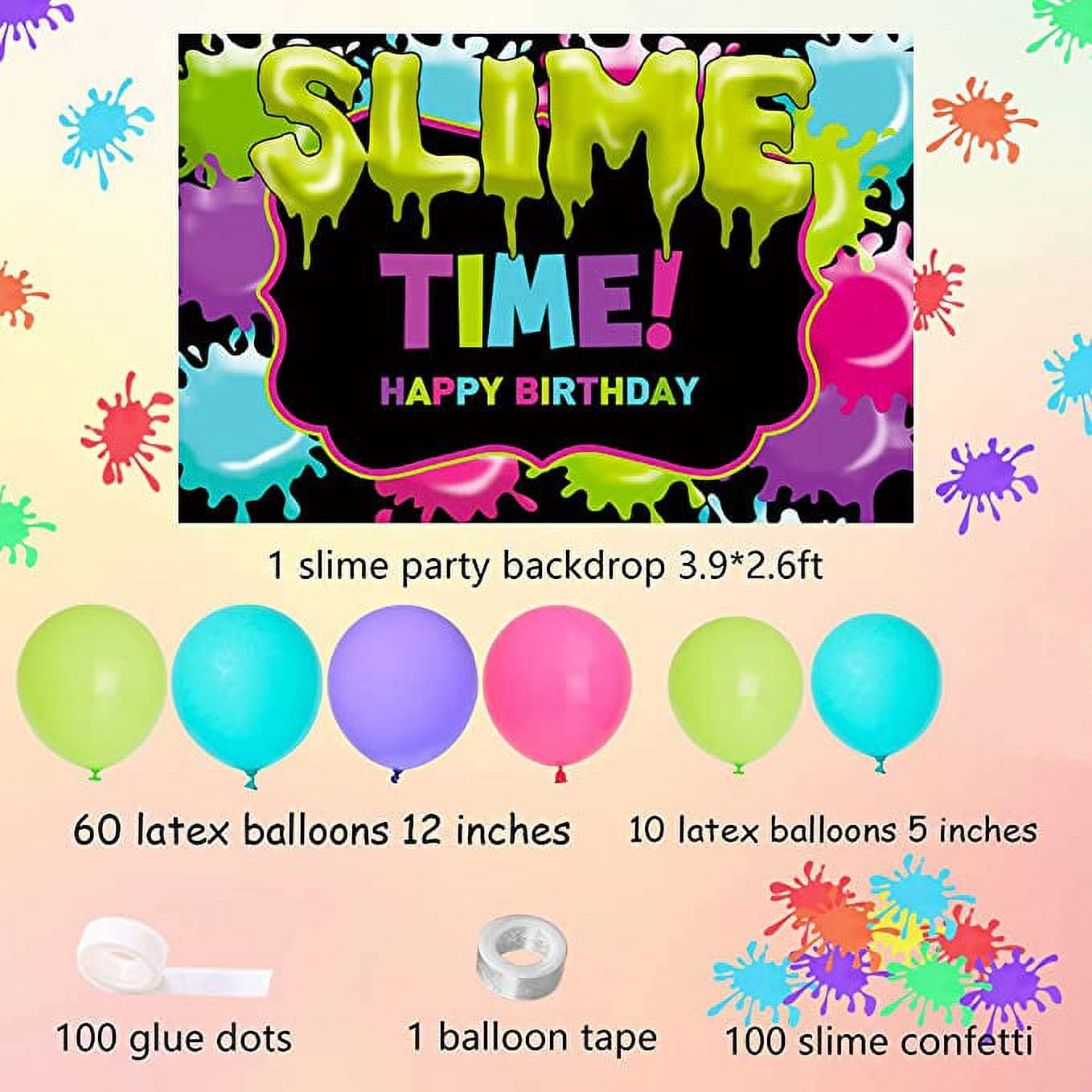 Slime Happy Birthday Banner Slime Painting Banner Pennant for Slime Birthday Party Art Theme Baby Shower Slime Party Decorations Art Party Supplies