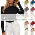 thumbnail image 2 of Lenpel Womens Long Sleeve Tops Fall Ribbed Knit Mock Neck Pullover Sweaters Casual Slim Fit Basic Blouses, 2 of 4