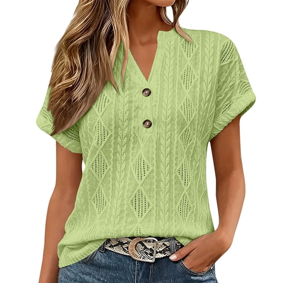 T Shirts For Women Green Womens Tops Fashion V Neck With Mesh Cut Out Short Sleeved Elegan Casual Pullover Daily Comfortable Summer Tops