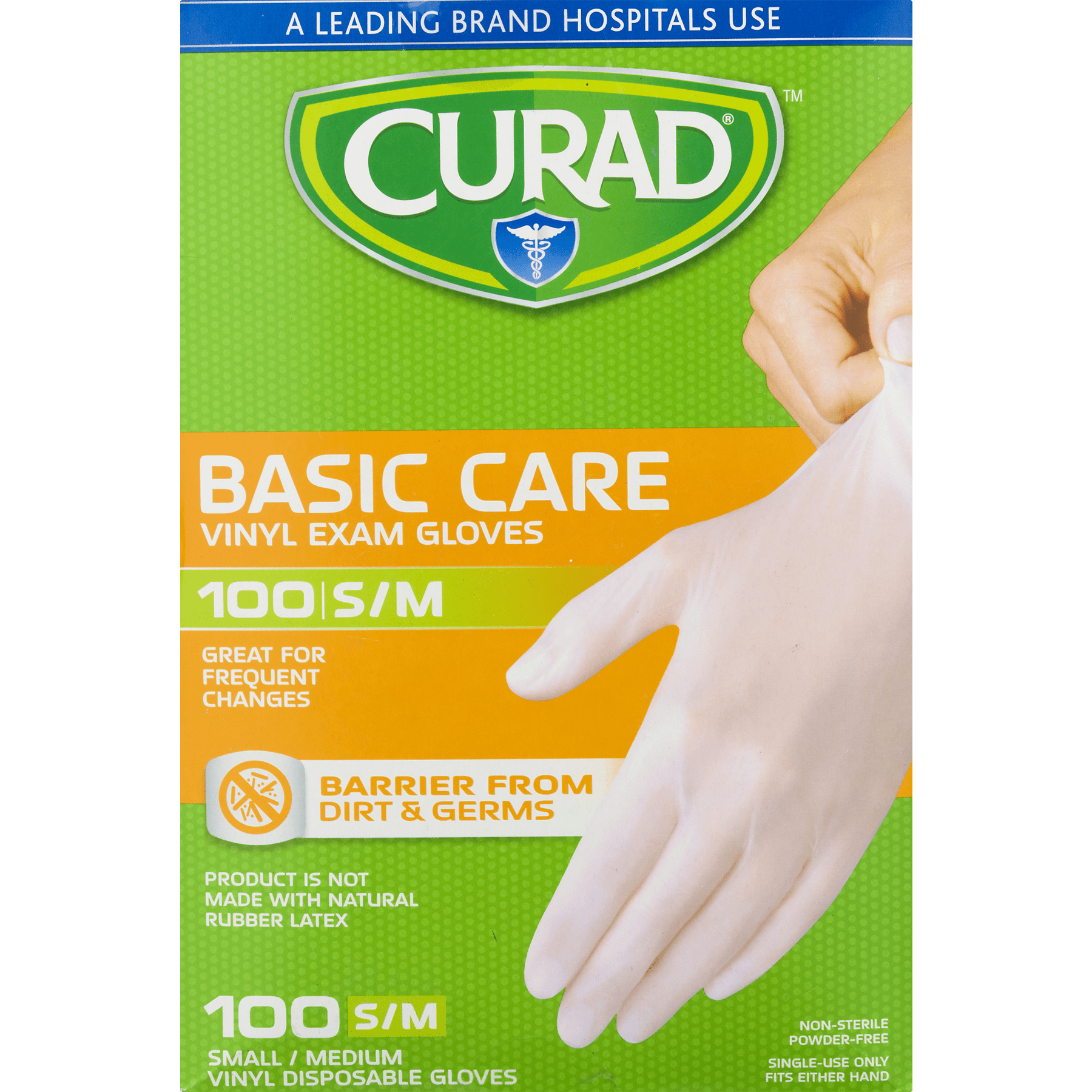 Pack of 300 Small CURAD Basic Care Vinyl Disposable Exam Gloves 