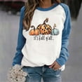 thumbnail image 2 of SwiftWear Women's Thanksgiving Pumpkin Print Sweatshirt - Fashion Raglan Long Sleeve Crewneck Top, Halloween Soft It's Fall Y'all Pullover Shirt Blue, 2 of 4