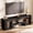 Black, variant on Finmind 63-inch TV Console Stand for 55/60/65/75-inch TVs, Farmhouse Entertainment Center with Open Storage Shelves, Walnut