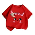 thumbnail image 3 of Shirts for Girls 10-12 Years Short Sleeve T-Shirt Preppy Clothes Cute Cat Shirt Summer Casual Loose Soft T Shirt Tops Red, 3 of 5