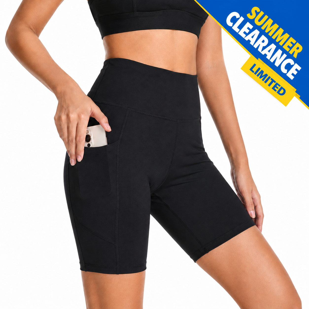 GymCope Women's 8" High Waist Yoga Biker Shorts