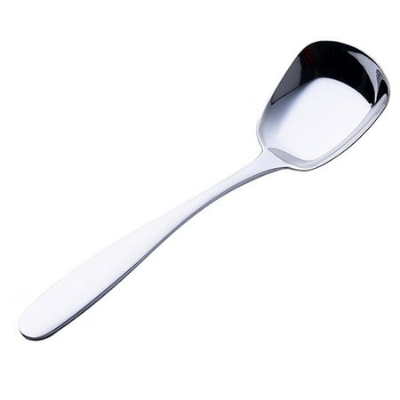 

iaksohdu Portable Thicken Stainless Steel Flat Suqare Head Soup Spoon Kitchen Tableware