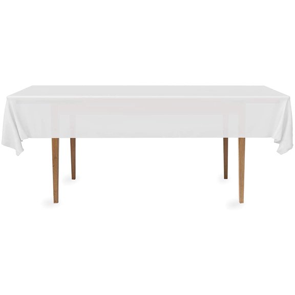2 Rectangular Tablecloth -BPA- Free Plastic, 54 x 108 inch, Dining Table Cover Cloth Rectangle for Parties, Picnic, Camping and Outdoor, Disposable or Reusable in White (2 Pack)