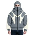 thumbnail image 6 of Homeyce Men's Balaclava Double Hoodie Sweatshirt with Built-In Eye Mask Zip Up Zip Jacket Double Hooded Wind-Resistant Transition Jacket Balaclava Outdoor Athletic Hip Hop Y2k Streetwear,Gray 2XL, 6 of 6