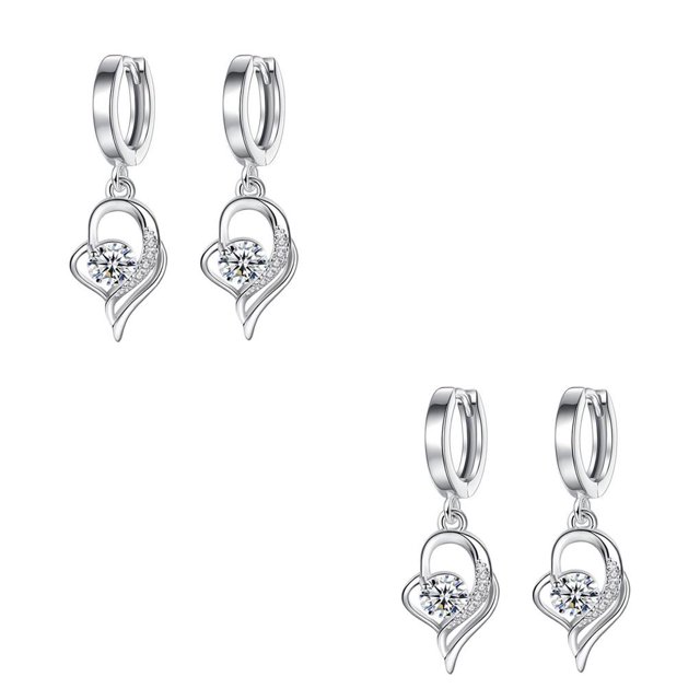 Qarigey 1 par de pendientes de aro con colgante de corazón para novia, joyería de compromiso de boda, accesorios de regalo personalizados Type2 NO2