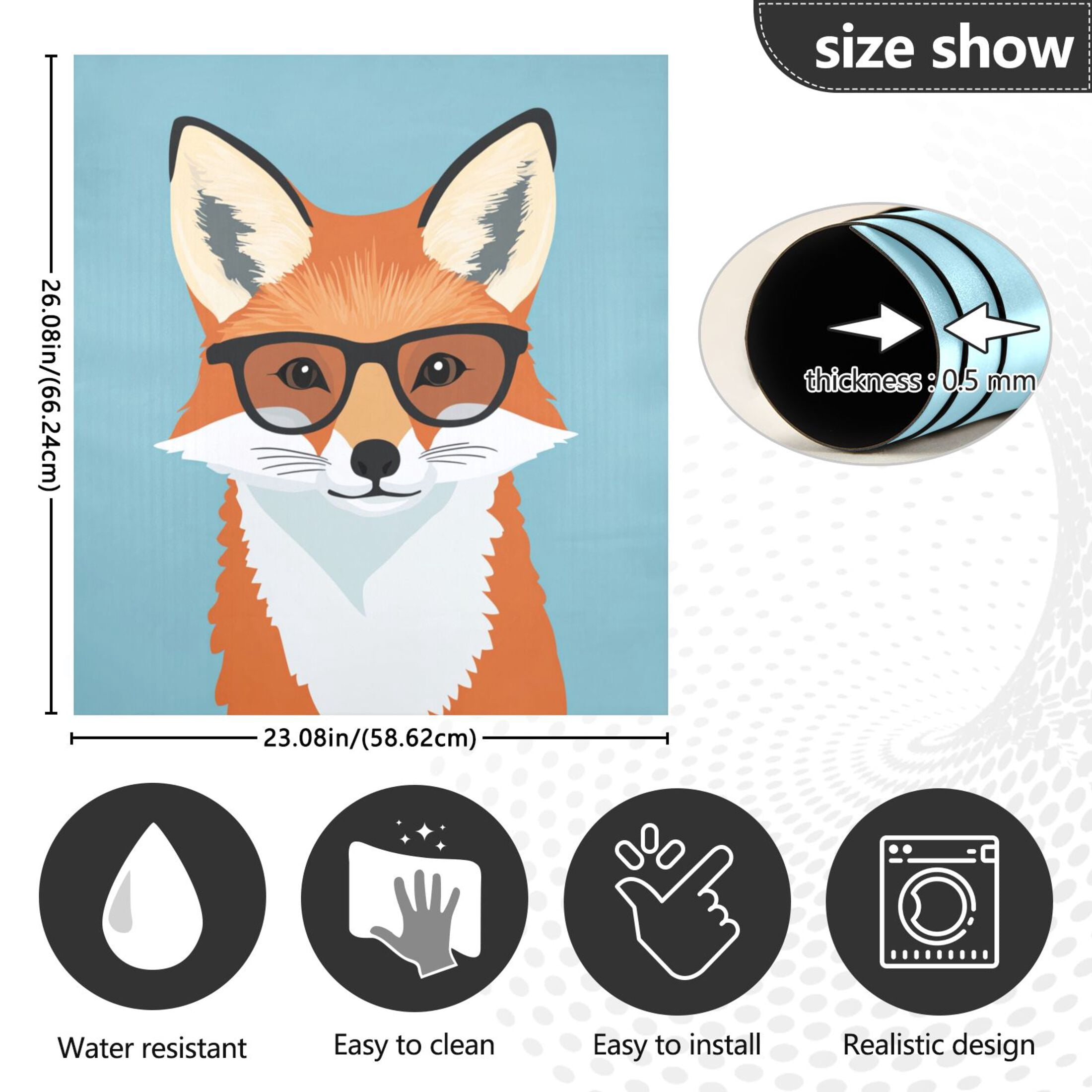 Dishwasher Magnetic Sticker 23x26 Inch Refrigerator Magnetic Sticker Washing Machine Magnetic Sticker Kitchen Panel Magnetic Sticker Home Decor Cute Fox with Glasses